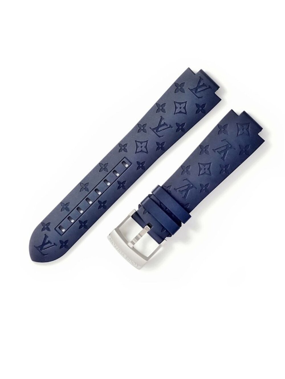 Louis Vuitton Watch Parts Tambour Rubber Band Stainless Steel Navy Strap SS